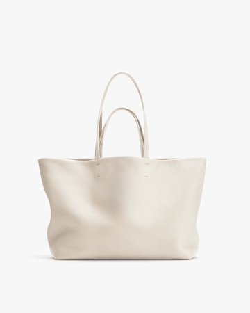 Off White Pebble Leather Dual Handle Large Laptop Tote Bag