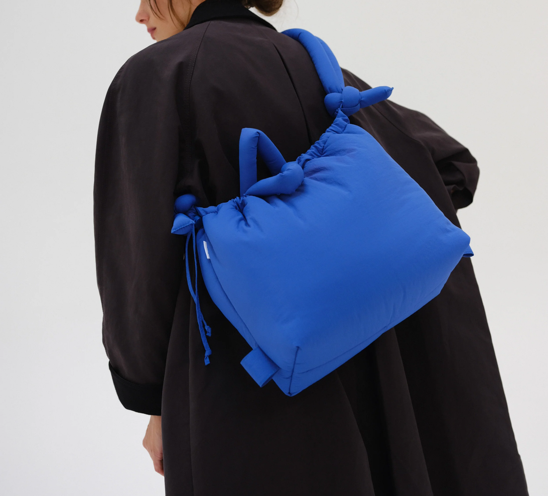 Bright Blue Multi-Wear Knotted Padded Drawstring Backpack Tote Bag