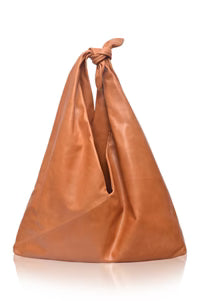 Tan Knotted Strap Oversize Soft Slouchy Leather Tote Bag